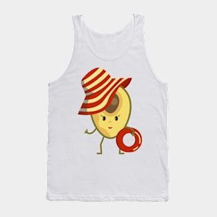 Avocado beach girl with sun hat and swim ring Tank Top